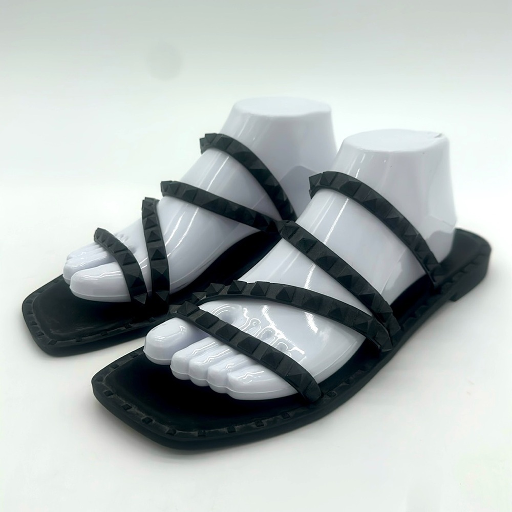 Steve Madden Womens Size 9 Skyler J Black Slide Sandals Shoes Studs Goth Punk